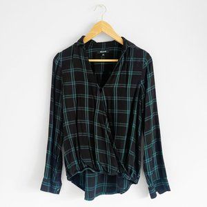 Madewell Green & Black Plaid Long-Sleeve Top